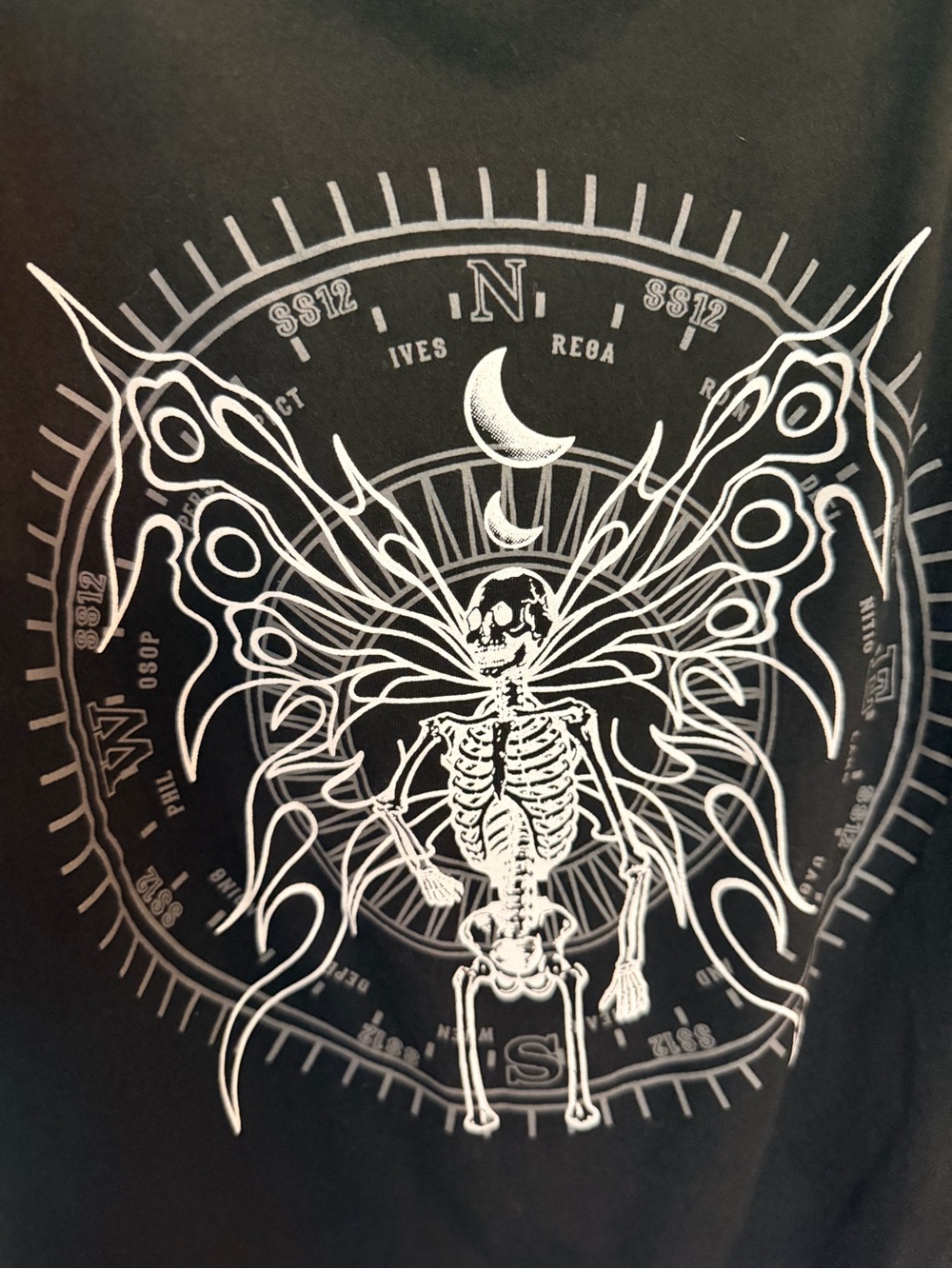 ROMWE NWT Black Skeleton Butterfly Graphic Bodysuit - Picture 2 of 7